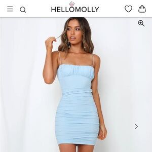 Elegant Blue Ruched Mini Dress